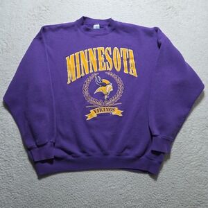 Vintage‎ 80s Minnesota Vikings Artex Made USA Crewneck Sweatshirt XL NFL Purple
